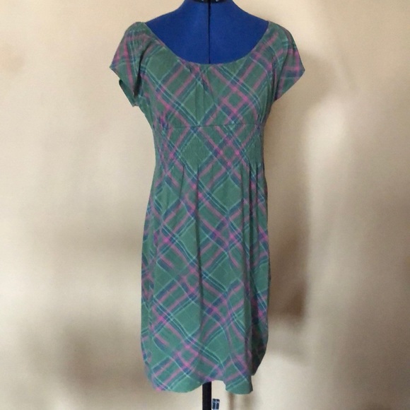 Green/Marroon Cotton Dress - Picture 2 of 3